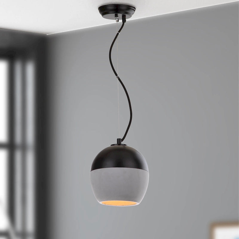 SAFAVIEH Lighting Nere Adjustable 1-Light Grey / Black Pendant - 7.875 x7.875 x10-82  - Grey/Black - 8Wx8Dx82H