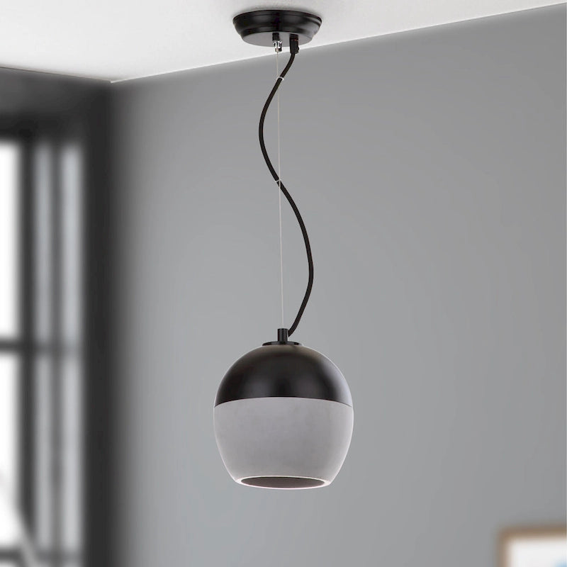 SAFAVIEH Lighting Nere Adjustable 1-Light Grey / Black Pendant - 7.875 x7.875 x10-82  - Grey/Black - 8Wx8Dx82H