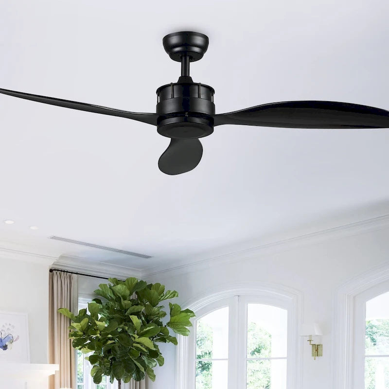 SAFAVIEH Lighting Beckie Harlin Black 3-Speed Ceiling Fan with Remote - 52  W x 52  L x 12.25 -17.25  H - 52Wx52Dx17H