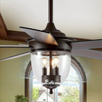 SAFAVIEH Lighting Beckie Harlin Black 3-Speed Ceiling Fan with Remote - 52  W x 52  L x 12.25 -17.25  H - 52Wx52Dx17H