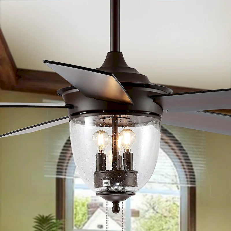 SAFAVIEH Lighting Beckie Harlin Black 3-Speed Ceiling Fan with Remote - 52  W x 52  L x 12.25 -17.25  H - 52Wx52Dx17H