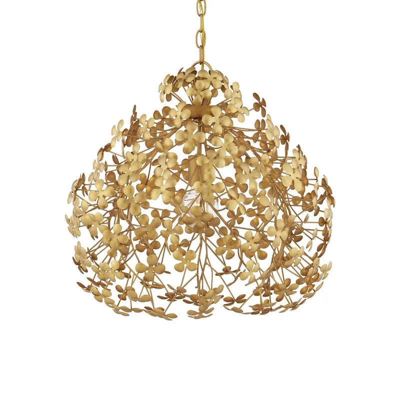 Currey & Company Cloverfield Gold Pendant - 20 h x 23 dia