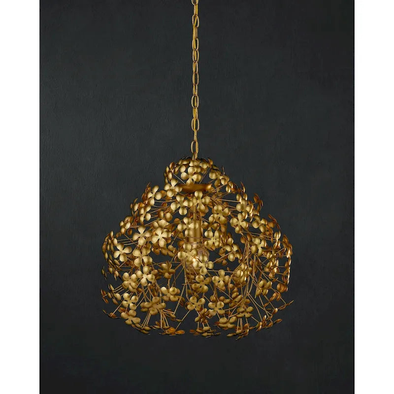 Currey & Company Cloverfield Gold Pendant - 20 h x 23 dia