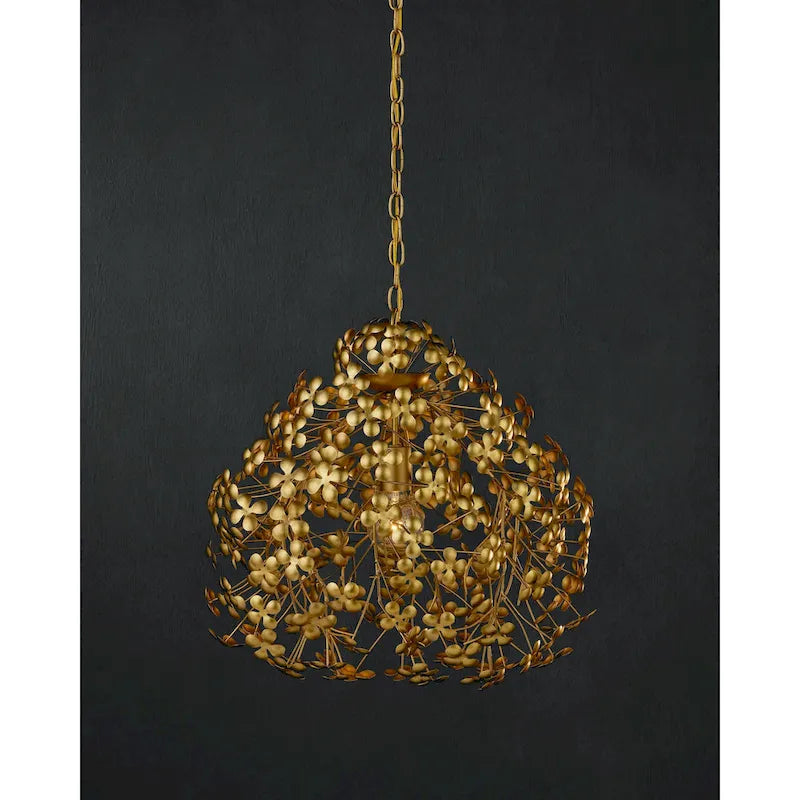 Currey & Company Cloverfield Gold Pendant - 20 h x 23 dia