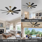 72  Modern 8-Blade Windmill LED Large Ceiling Fan with Remote