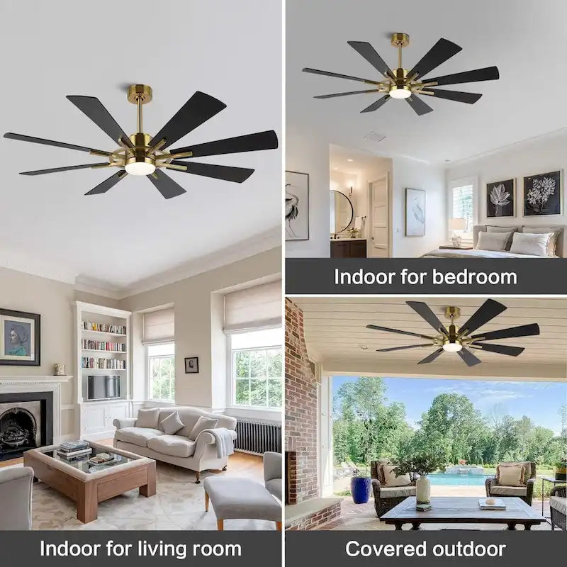 72  Modern 8-Blade Windmill LED Large Ceiling Fan with Remote