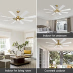 72  Modern 8-Blade Windmill LED Large Ceiling Fan with Remote