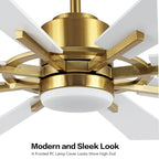 72  Modern 8-Blade Windmill LED Large Ceiling Fan with Remote