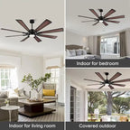 72  Modern 8-Blade Windmill LED Large Ceiling Fan with Remote