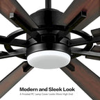 72  Modern 8-Blade Windmill LED Large Ceiling Fan with Remote