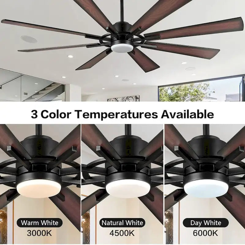 72  Modern 8-Blade Windmill LED Large Ceiling Fan with Remote