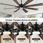 72  Modern 8-Blade Windmill LED Large Ceiling Fan with Remote