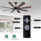72  Modern 8-Blade Windmill LED Large Ceiling Fan with Remote