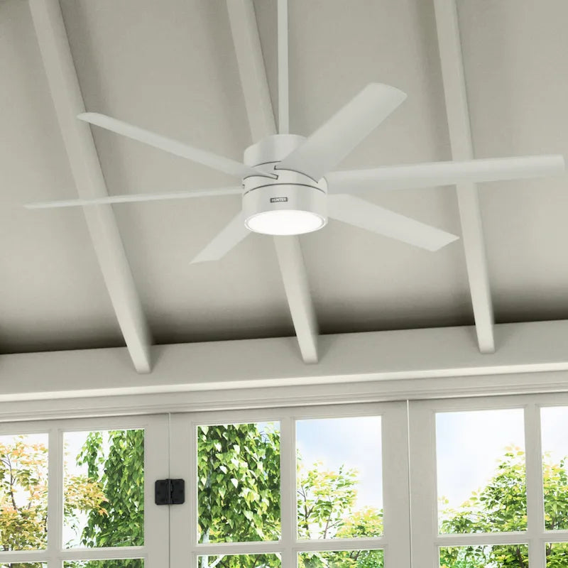 Hunter 60  Solaria Outdoor Ceiling Fan w/ LED Light, Wall Control, Damp-Rated - Windmill, Industrial, Contemporary - ENERGY STAR