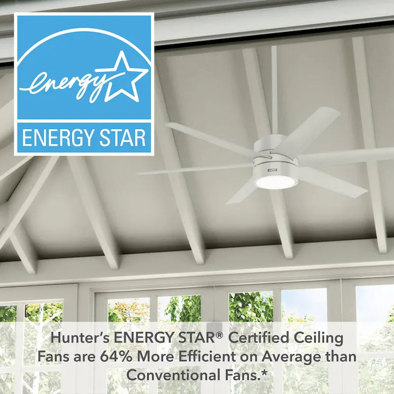 Hunter 60  Solaria Outdoor Ceiling Fan w/ LED Light, Wall Control, Damp-Rated - Windmill, Industrial, Contemporary - ENERGY STAR