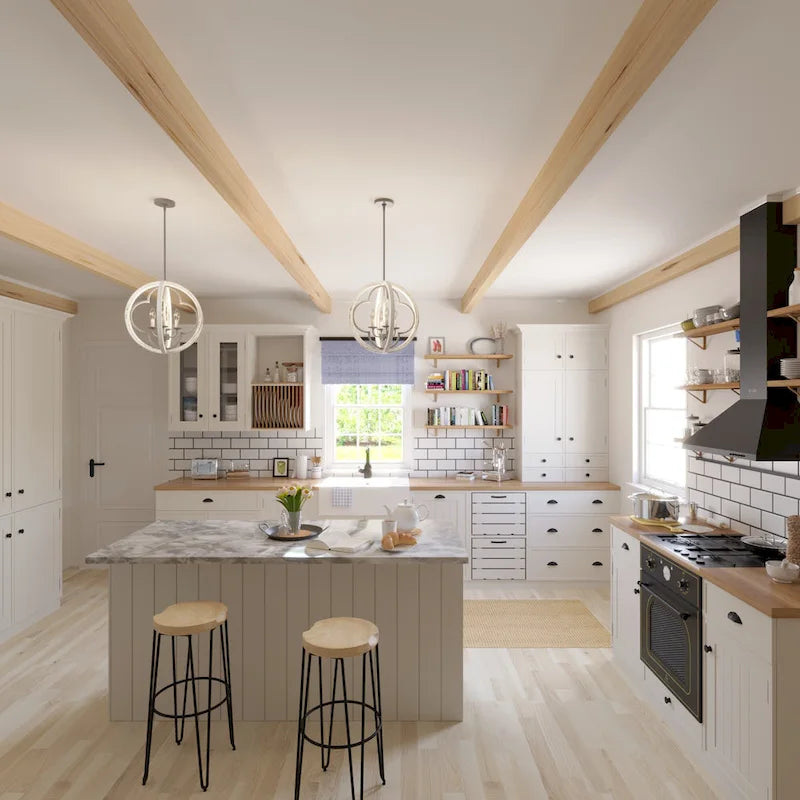 Hunter 19  Gablecrest 4-Light Pendant - Kitchen Island, Dining Room, Entry - Modern Farmhouse, French Country, Distressed