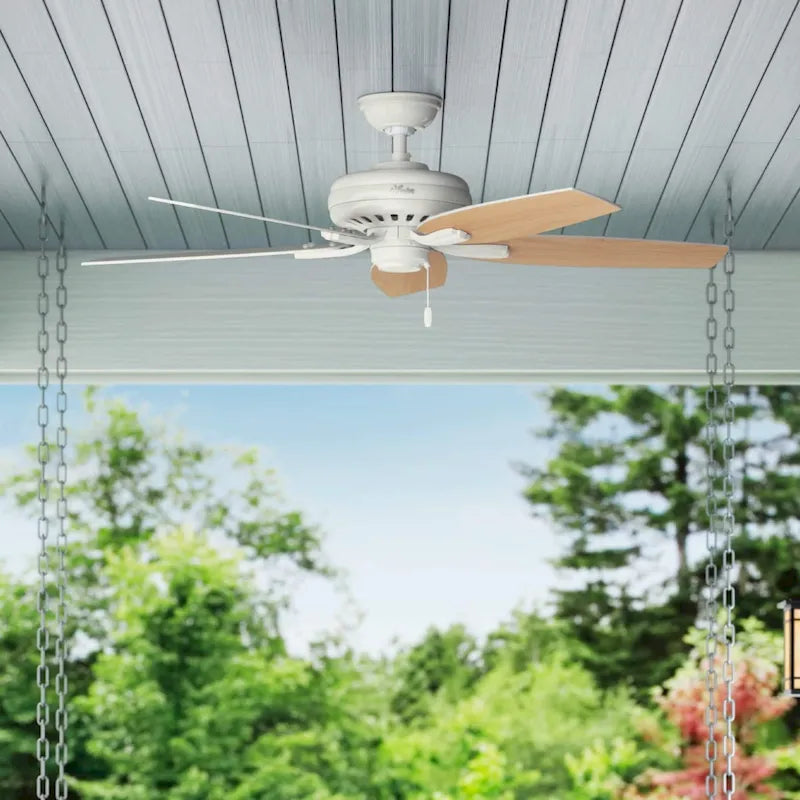 Hunter 52  Newsome Outdoor Ceiling Fan with Pull Chain, Damp Rated