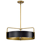 Altos 5 Light Large Pendant - Matte Black and Natural Brass Finish