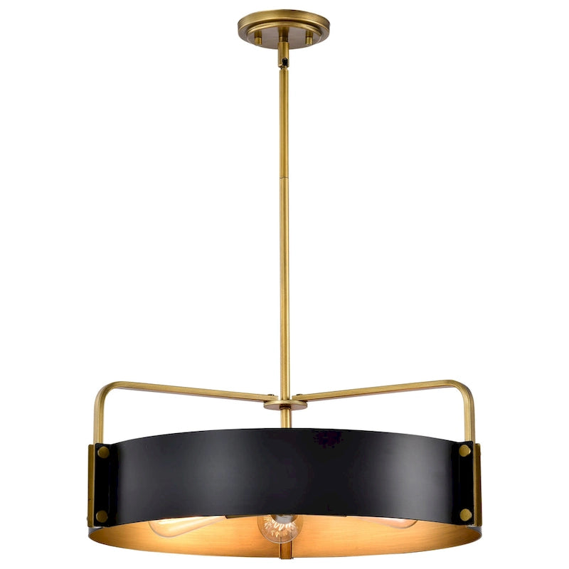 Altos 5 Light Large Pendant - Matte Black and Natural Brass Finish