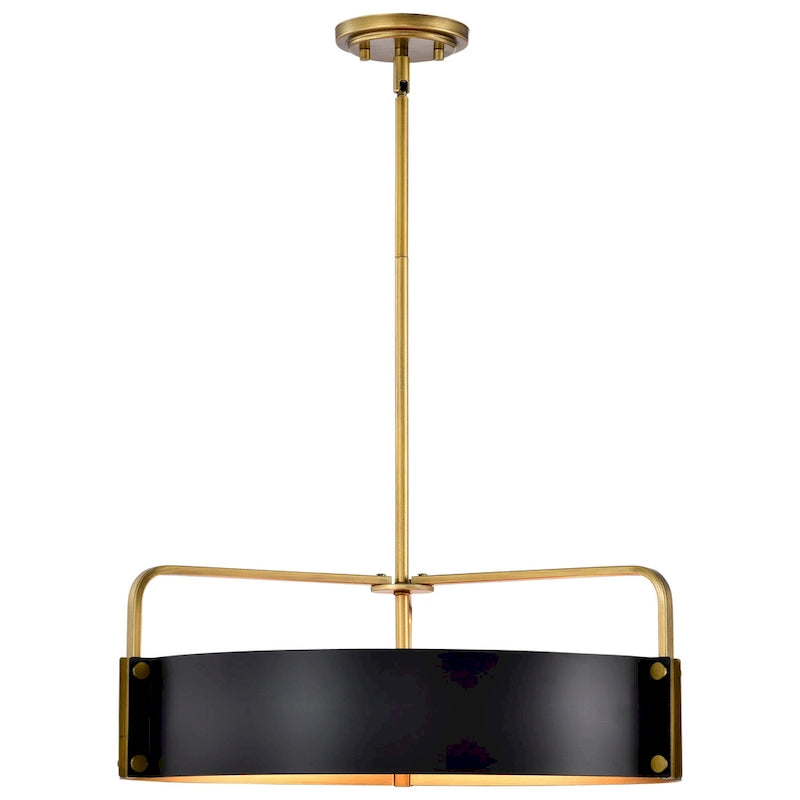 Altos 5 Light Large Pendant - Matte Black and Natural Brass Finish