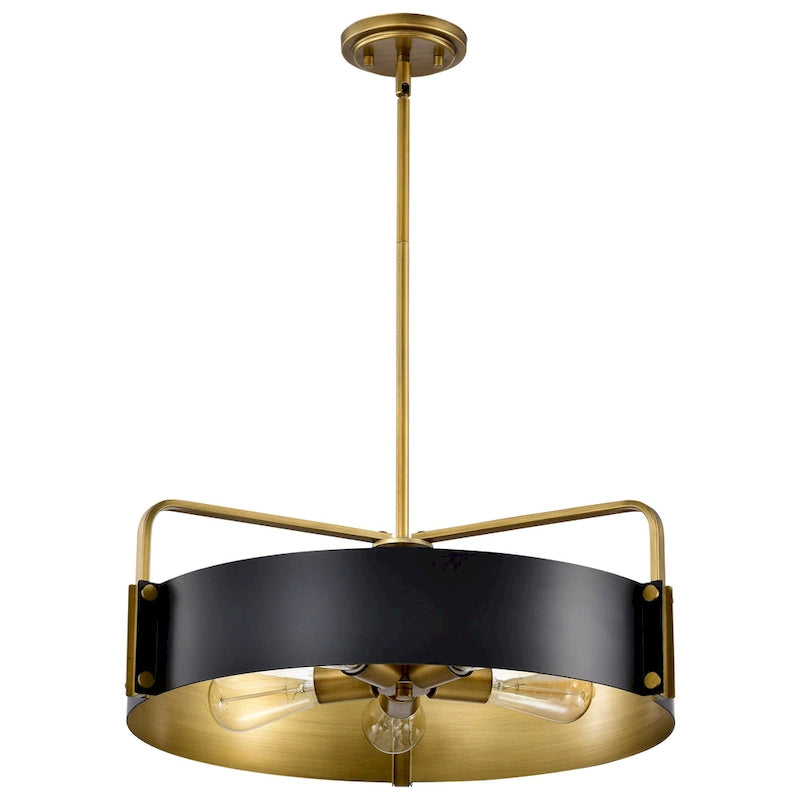 Altos 5 Light Large Pendant - Matte Black and Natural Brass Finish