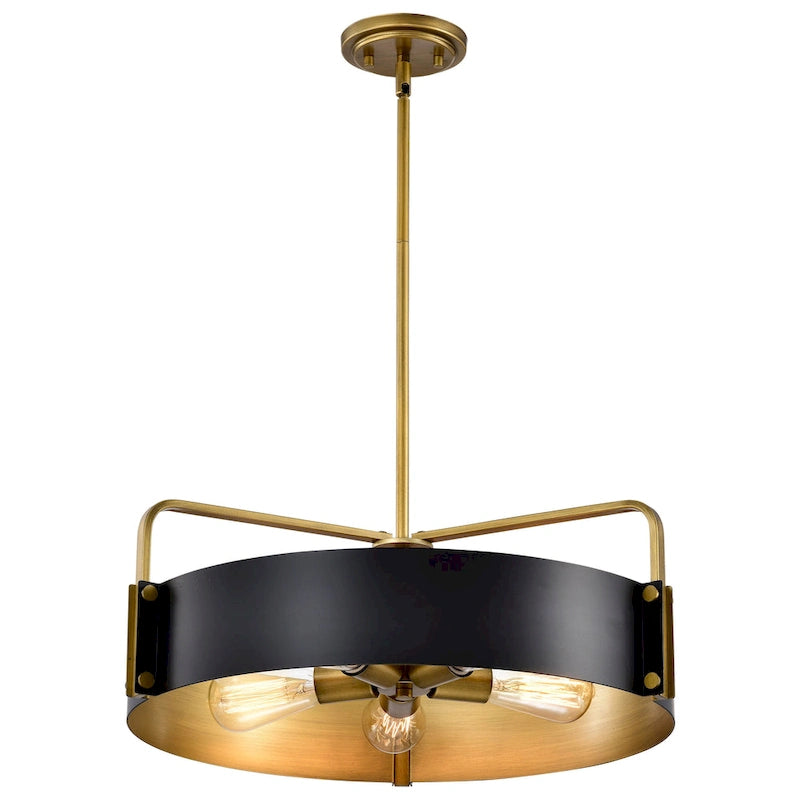Altos 5 Light Large Pendant - Matte Black and Natural Brass Finish