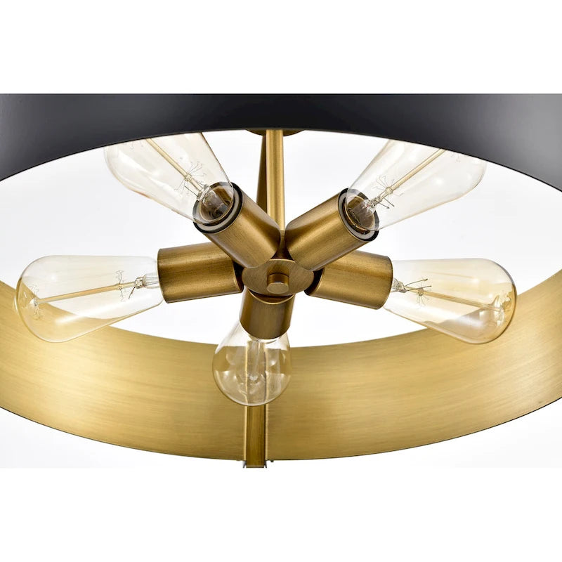 Altos 5 Light Large Pendant - Matte Black and Natural Brass Finish