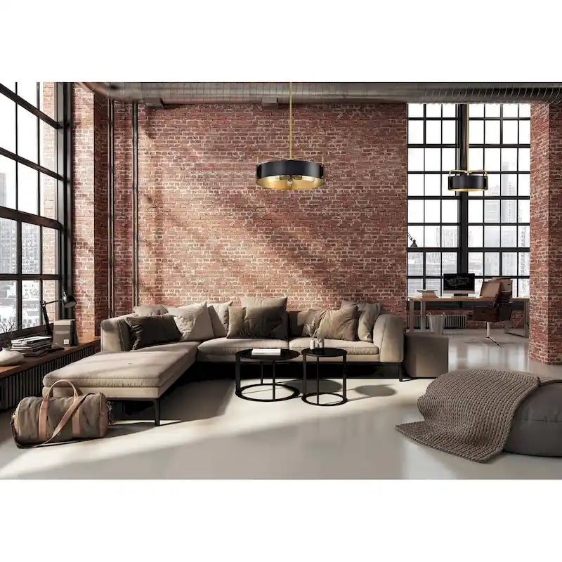 Altos 5 Light Large Pendant - Matte Black and Natural Brass Finish