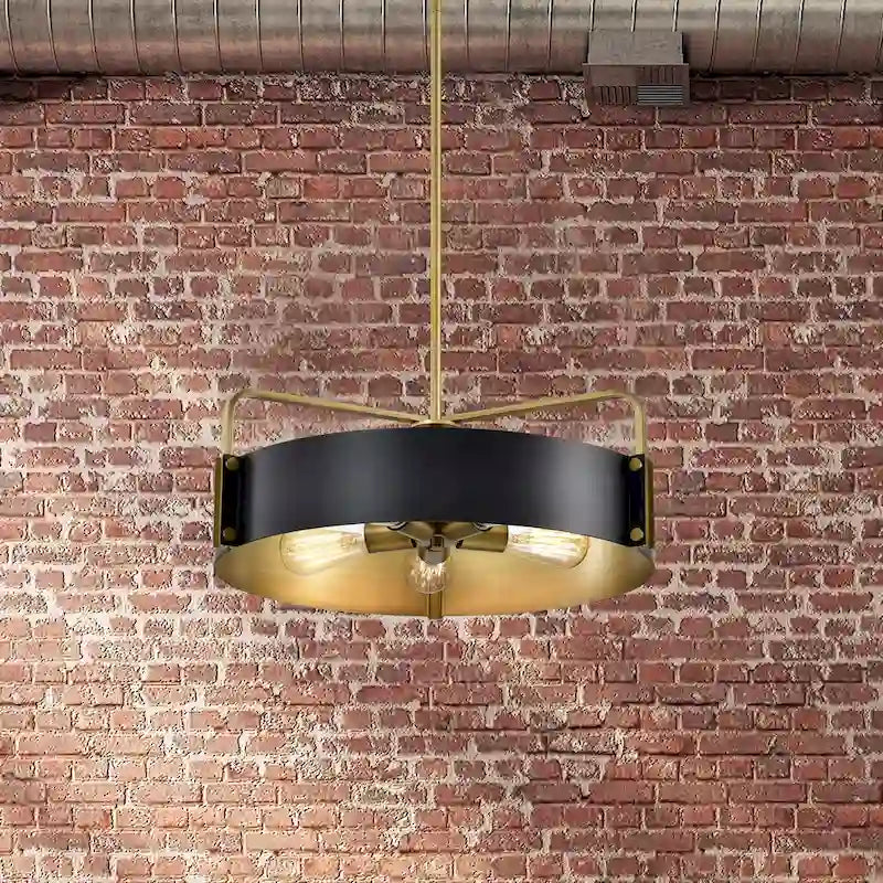 Altos 5 Light Large Pendant - Matte Black and Natural Brass Finish