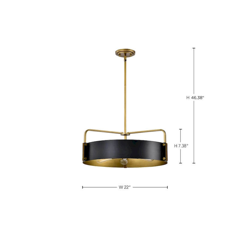 Altos 5 Light Large Pendant - Matte Black and Natural Brass Finish