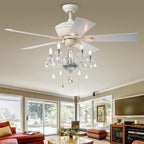 Havorand II 5-light Crystal 5-blade 52-inch White Finish Ceiling Fan