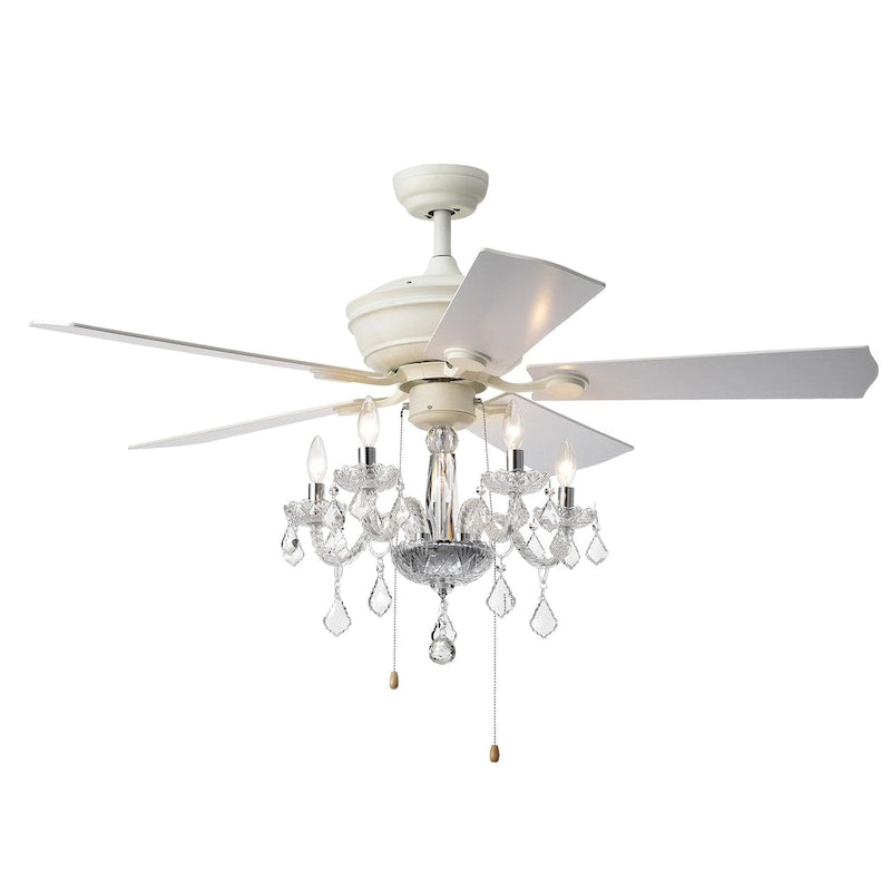Havorand II 5-light Crystal 5-blade 52-inch White Finish Ceiling Fan
