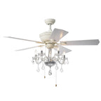 Havorand II 5-light Crystal 5-blade 52-inch White Finish Ceiling Fan