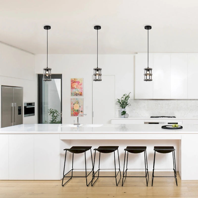 Dania 6 Inch Wood Grain Finish Single Light Pendant