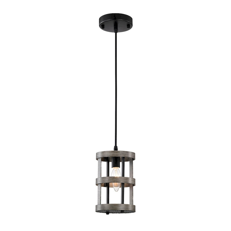 Dania 6 Inch Wood Grain Finish Single Light Pendant