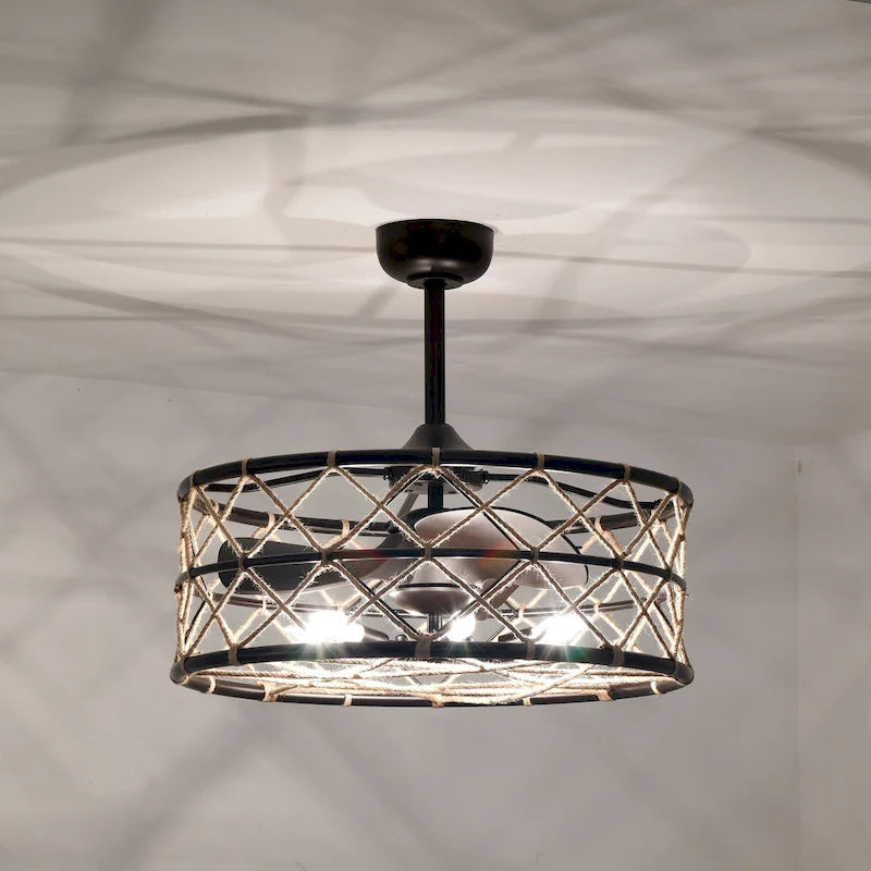 Sylvette 25-inch Brown 6 Lights 3 Blades Lighted Ceiling Fan with Remote