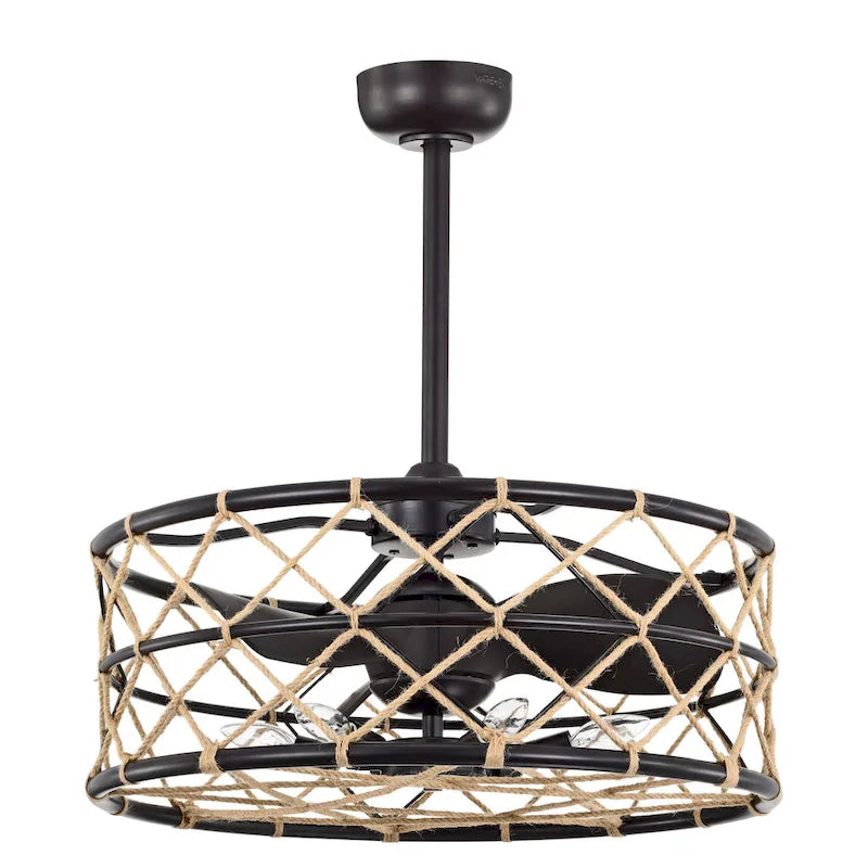 Sylvette 25-inch Brown 6 Lights 3 Blades Lighted Ceiling Fan with Remote