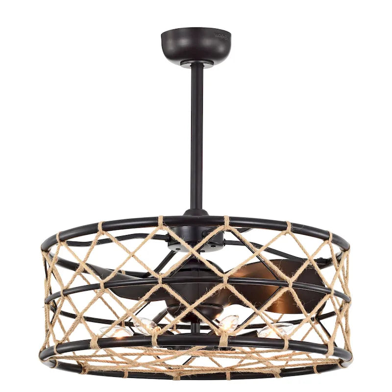 Sylvette 25-inch Brown 6 Lights 3 Blades Lighted Ceiling Fan with Remote