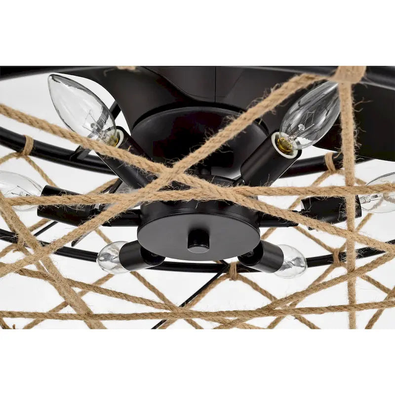 Sylvette 25-inch Brown 6 Lights 3 Blades Lighted Ceiling Fan with Remote