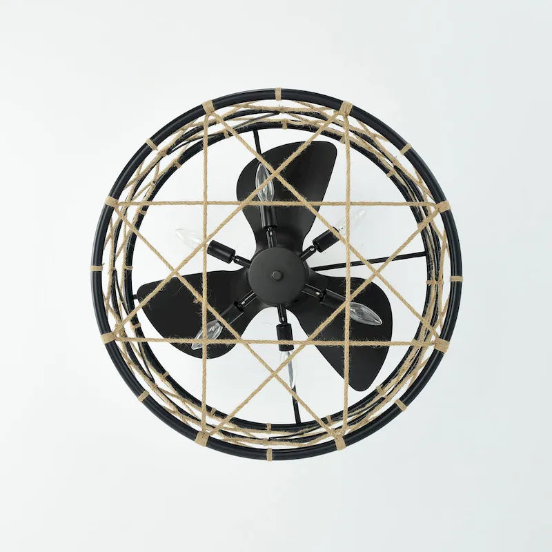 Sylvette 25-inch Brown 6 Lights 3 Blades Lighted Ceiling Fan with Remote