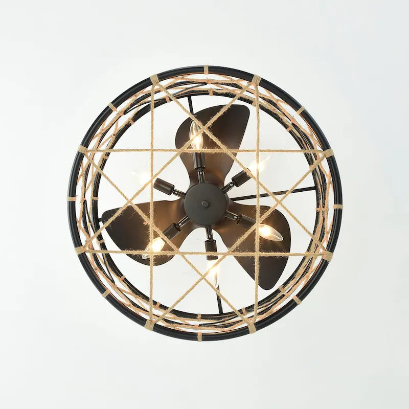 Sylvette 25-inch Brown 6 Lights 3 Blades Lighted Ceiling Fan with Remote