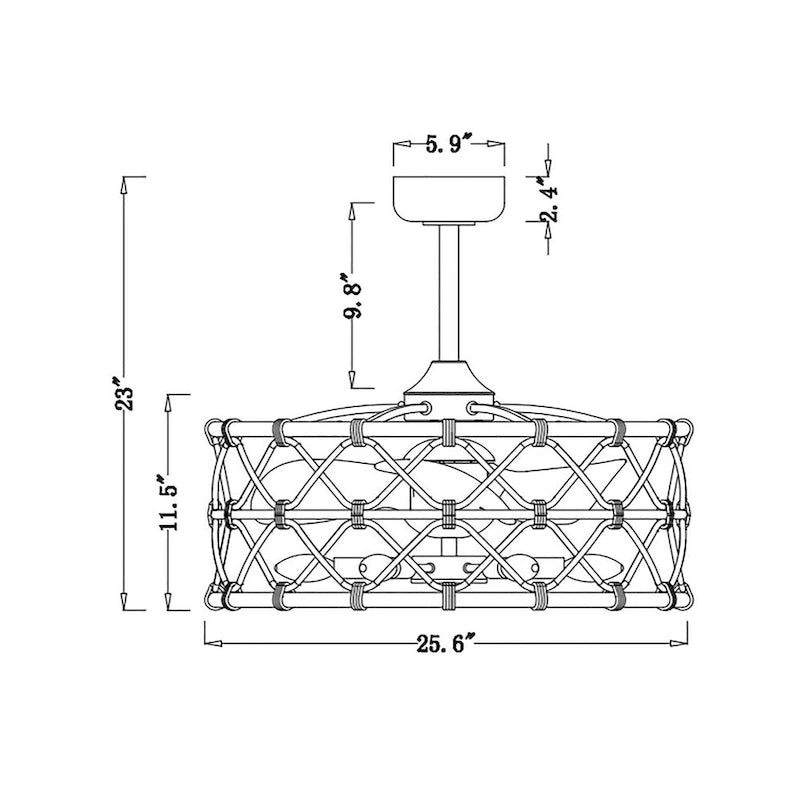 Sylvette 25-inch Brown 6 Lights 3 Blades Lighted Ceiling Fan with Remote
