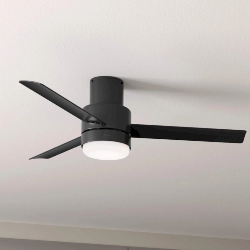 Hunter 52  Gilmour Outdoor Low Profile Ceiling Fan with LED Light, Handheld Remote, Damp Rated - Contemporary, Transitional