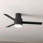 Hunter 52  Gilmour Outdoor Low Profile Ceiling Fan with LED Light, Handheld Remote, Damp Rated - Contemporary, Transitional