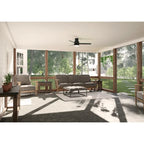 Hunter 52  Gilmour Outdoor Low Profile Ceiling Fan with LED Light, Handheld Remote, Damp Rated - Contemporary, Transitional