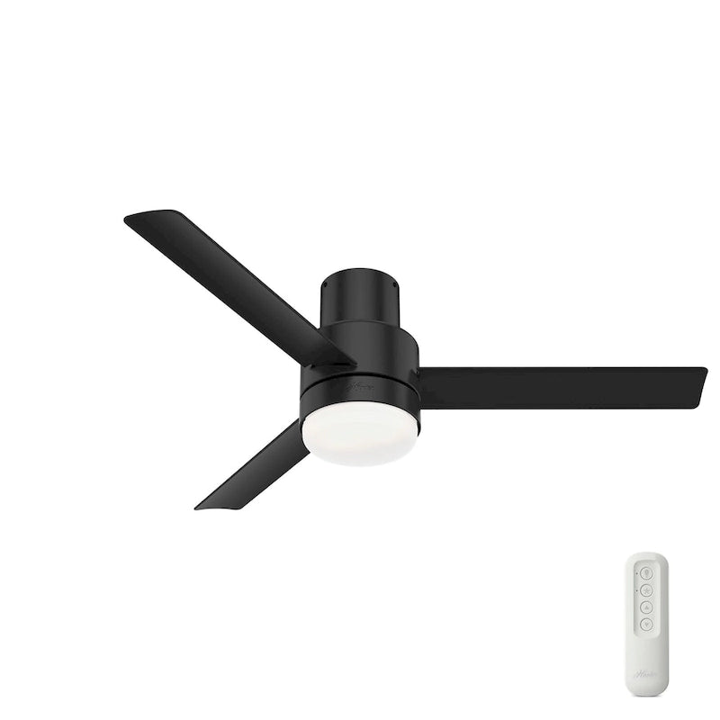 Hunter 52  Gilmour Outdoor Low Profile Ceiling Fan with LED Light, Handheld Remote, Damp Rated - Contemporary, Transitional