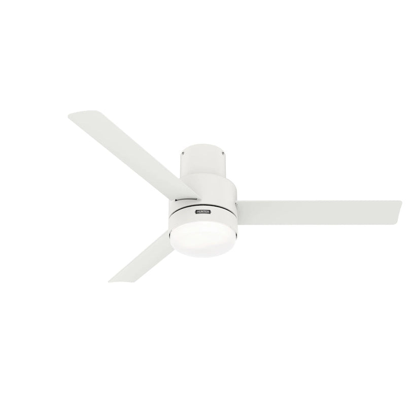 Hunter 52  Gilmour Outdoor Low Profile Ceiling Fan with LED Light, Handheld Remote, Damp Rated - Contemporary, Transitional