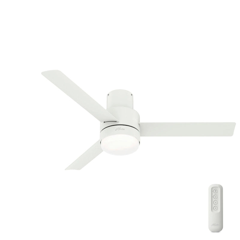 Hunter 52  Gilmour Outdoor Low Profile Ceiling Fan with LED Light, Handheld Remote, Damp Rated - Contemporary, Transitional