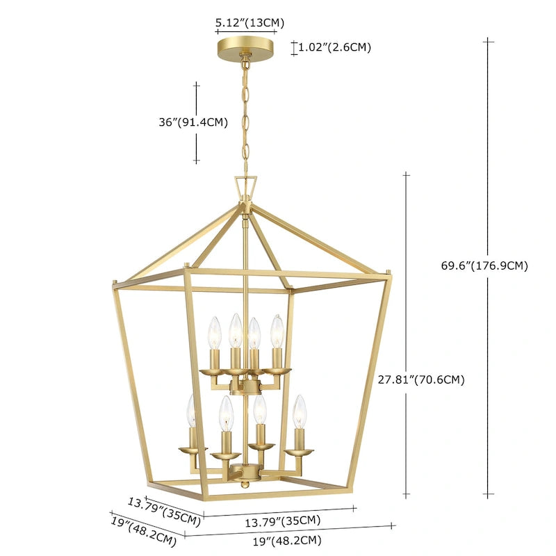8-Light Geometric Cage Lantern Pendant Light