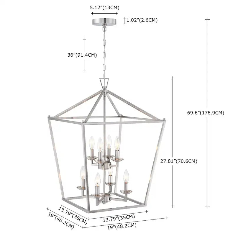 8-Light Geometric Cage Lantern Pendant Light